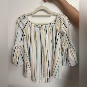 Influence Women’s Off the Shoulder Blouse, Size US 8, with Vertical Stripes